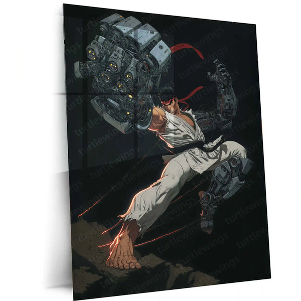 Ryu Street Fighter Metal Frame | Robotic Gauntlet Warrior Wall Art ...