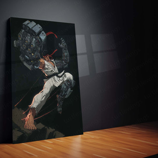 Ryu Street Fighter Metal Frame | Robotic Gauntlet Warrior Wall Art - TURTLEWINGS 