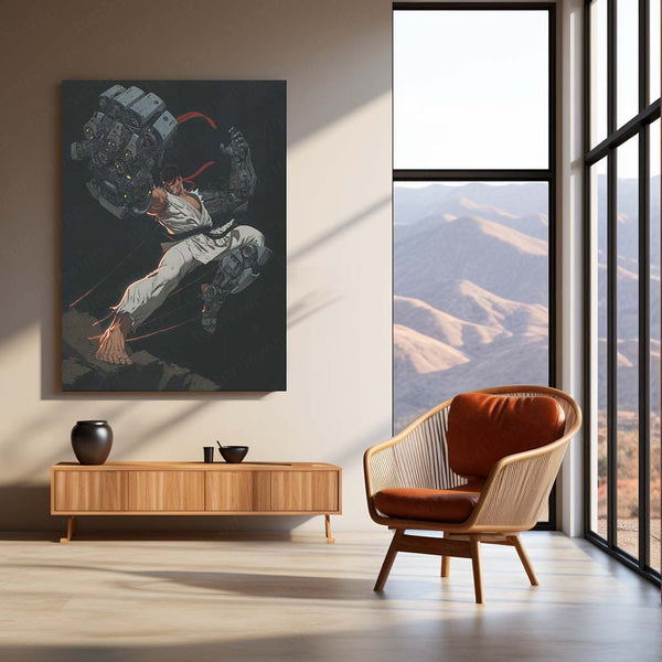 Ryu Street Fighter Metal Frame | Robotic Gauntlet Warrior Wall Art - TURTLEWINGS 