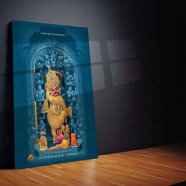 Sarangpur Hanuman Metal Poster – Divine Spiritual Wall Art | Bajrangbali Blessings - TURTLEWINGS 