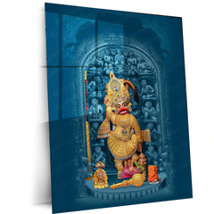 Sarangpur Hanuman Metal Poster – Divine Spiritual Wall Art | Bajrangbali Blessings - TURTLEWINGS 