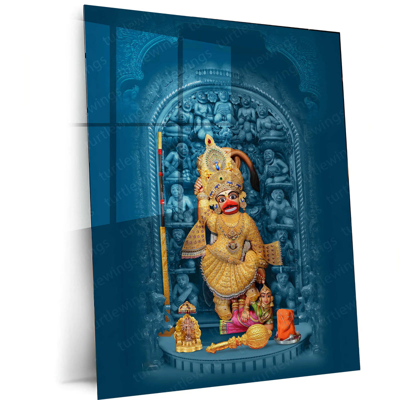 Sarangpur Hanuman Metal Poster – Divine Spiritual Wall Art | Bajrangbali Blessings - TURTLEWINGS 