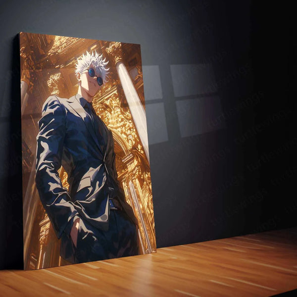 Satoru Gojo Suit Metal Poster – Jujutsu Kaisen Anime Wall Art | Stylish Gojo Decor - TURTLEWINGS 