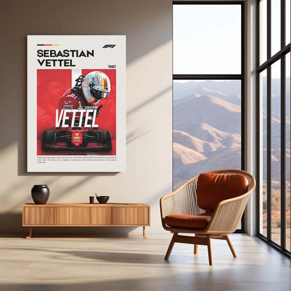 Sebastian Vettel Metal Frame | 4-Time Formula 1 World Champion Wall Art - TURTLEWINGS 