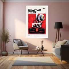 Sebastian Vettel Metal Frame | 4-Time Formula 1 World Champion Wall Art - TURTLEWINGS 