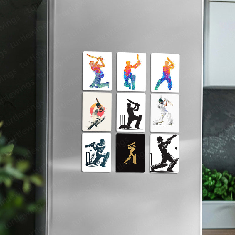Cricket Fridge Magnet Set of 3, 6 & 9 – Sports Theme Decorative Magnets for Fridge, Kitchen & Office – Perfect Gift for Cricket Lovers & Collectors