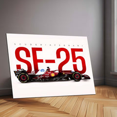 Scuderia Ferrari – SF-25 Livery Metal Frame | 2024 Formula 1 Car Wall Art - TURTLEWINGS 