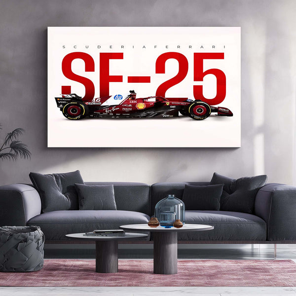 Scuderia Ferrari – SF-25 Livery Metal Frame | 2024 Formula 1 Car Wall Art - TURTLEWINGS 