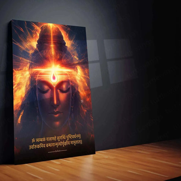 Lord Shiva Portrait Metal Poster | Mahadev Wall Art | Trishul & Third Eye Design - TURTLEWINGS 