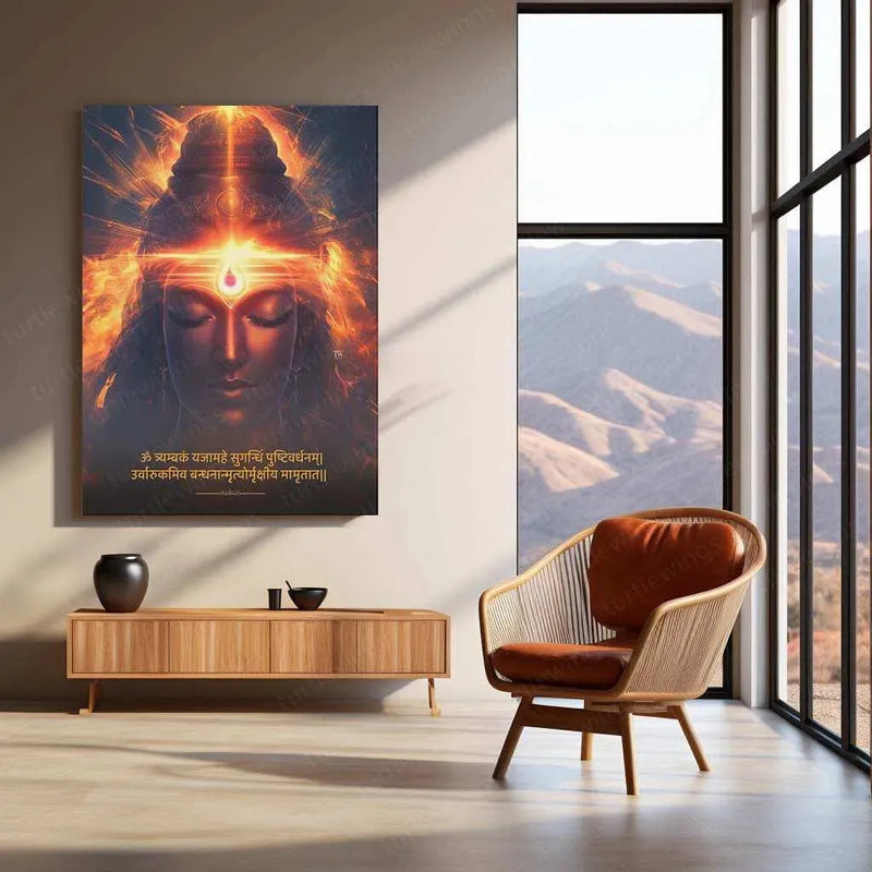 Shiv Turtle Lord Shiva Portrait Metal Poster | Mahadev Wall Art | Trishul & Third ...