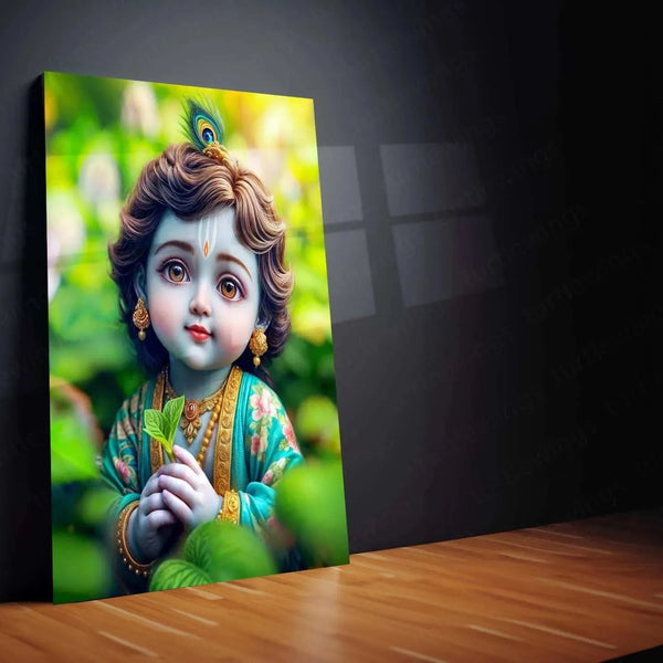 Shri Krishna Metal Poster – Divine Wall Art of Lord Krishna 2 - TURTLEWINGS 