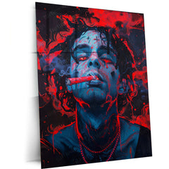 Smoke Red Metal Poster – Abstract Fiery Aesthetic Wall Art | Bold & Modern Decor - TURTLEWINGS 