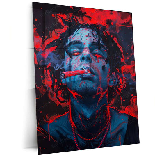 Smoke Red Metal Poster – Abstract Fiery Aesthetic Wall Art | Bold & Modern Decor - TURTLEWINGS 