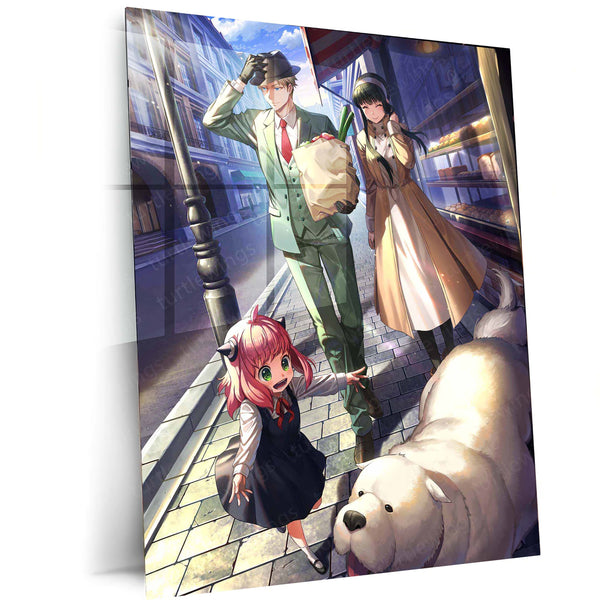Anime Metal Poster | SPY×FAMILY – Family Stroll with Bond Metal Poster | Forger Family Anime Wall Frame