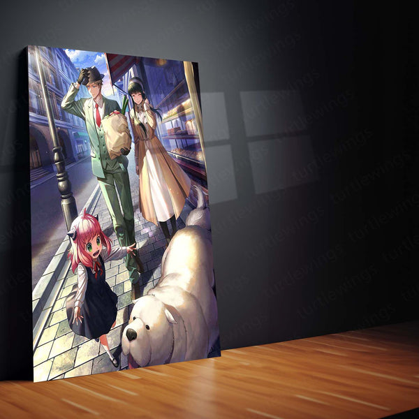 Anime Metal Poster | SPY×FAMILY – Family Stroll with Bond Metal Poster | Forger Family Anime Wall Frame