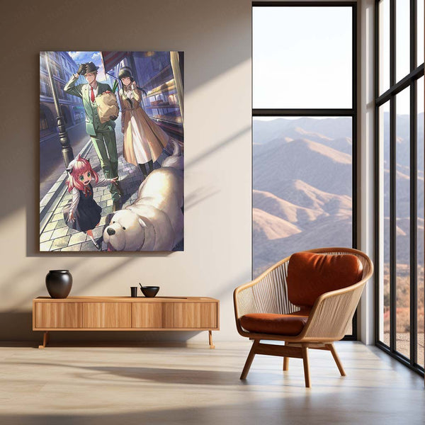 Anime Metal Poster | SPY×FAMILY – Family Stroll with Bond Metal Poster | Forger Family Anime Wall Frame
