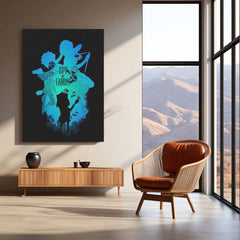 Anime Metal Poster | SPY×FAMILY – Silhouette Edition Neon Blue Metal Poster | Forger Family Anime Wall Frame