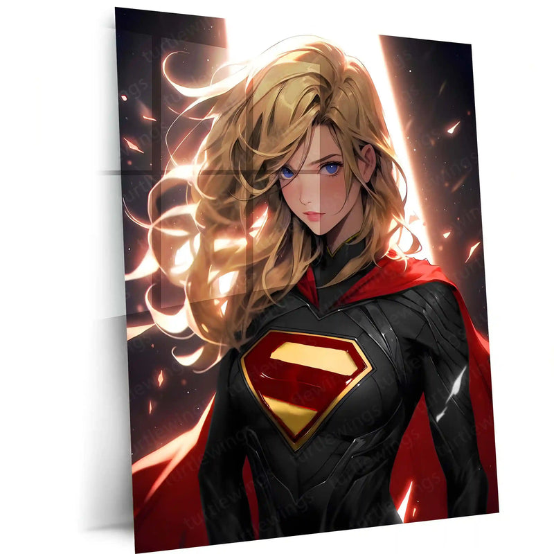 Super Girl Metal Frame | Inspirational Superhero Wall Art | Premium Metal Poster