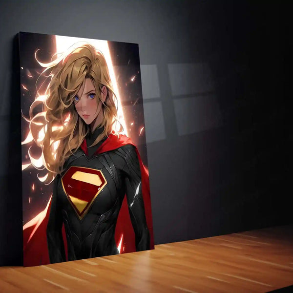 Super Girl Metal Frame | Inspirational Superhero Wall Art | Premium Metal Poster