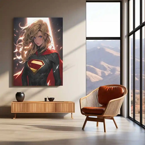 Super Girl Metal Frame | Inspirational Superhero Wall Art | Premium Metal Poster
