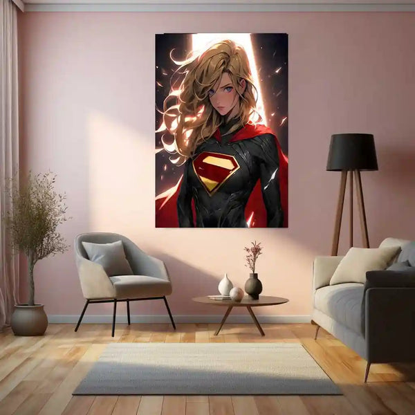 Super Girl Metal Frame | Inspirational Superhero Wall Art | Premium Metal Poster