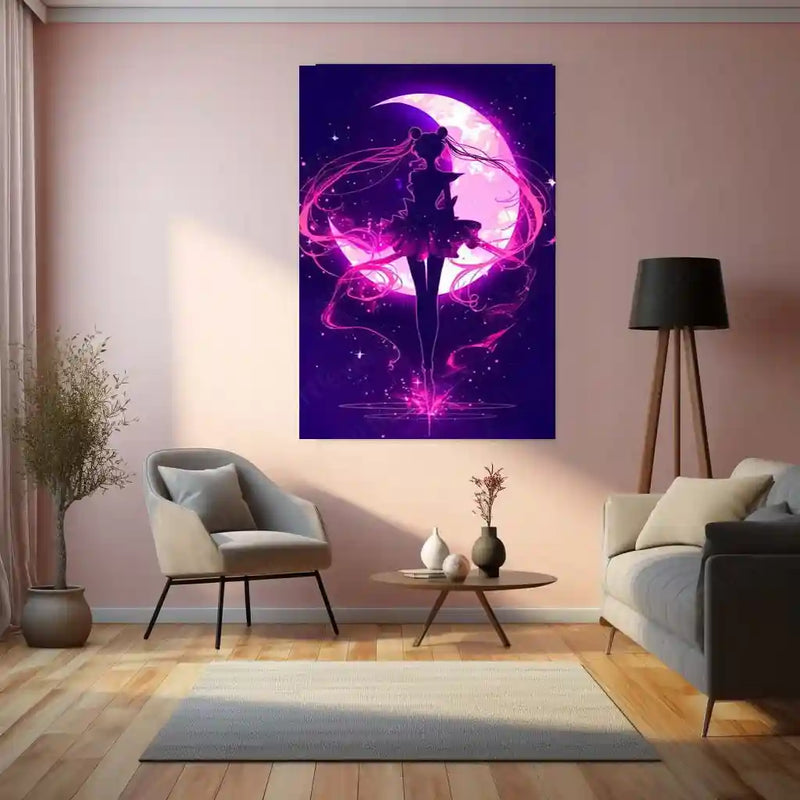 Anime Metal Poster | Sailor Moon – Eternal Guardian of Light | Magical Anime Metal Frame Celestial Power, Grace & Destiny Wall Art - TURTLEWINGS 