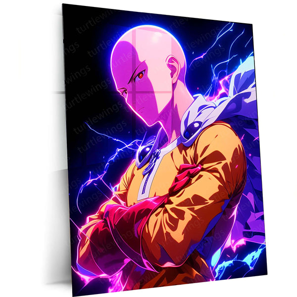 Anime Metal Poster | Saitama – One Punch Man Power Surge Metal Poster | Anime Wall Frame
