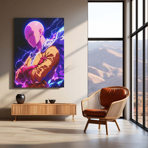 Anime Metal Poster | Saitama – One Punch Man Power Surge Metal Poster | Anime Wall Frame