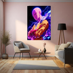 Anime Metal Poster | Saitama – One Punch Man Power Surge Metal Poster | Anime Wall Frame