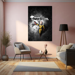 Anime Metal Poster | Saitama – Don’t Explain, Show Them | One Punch Man Motivational Metal Frame | Action & Results Anime Wall Art by TurtleWings