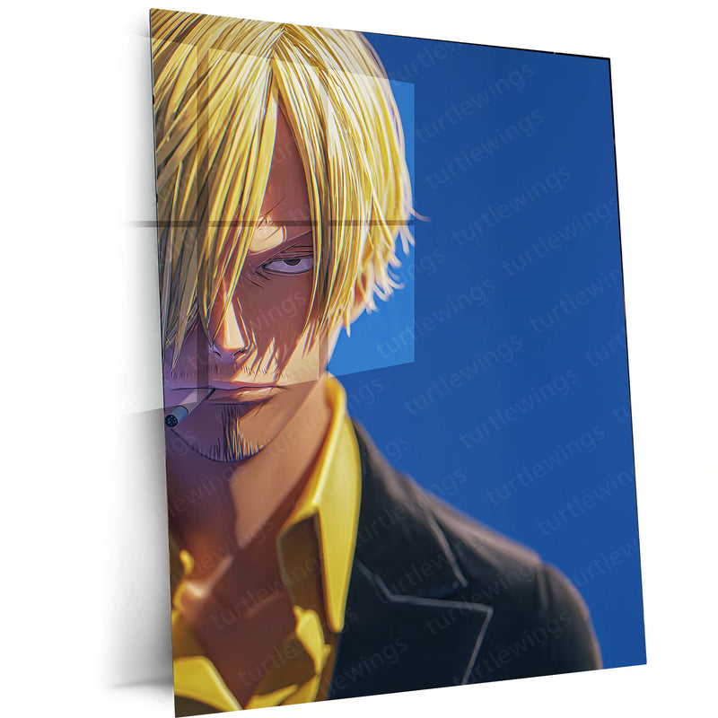 Anime Metal Poster | Sanji – Straw Hat Pirates Chef Metal Poster | One Piece Anime Wall Frame | Black Leg Style Art
