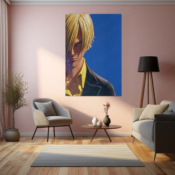 Anime Metal Poster | Sanji – Straw Hat Pirates Chef Metal Poster | One Piece Anime Wall Frame | Black Leg Style Art