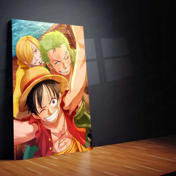 Anime Metal Poster | Sanji, Luffy & Roronoa Zoro Metal Poster – One Piece Trio Wall Art