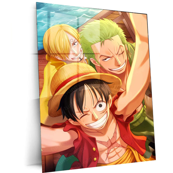 Anime Metal Poster | Sanji, Luffy & Roronoa Zoro Metal Poster – One Piece Trio Wall Art