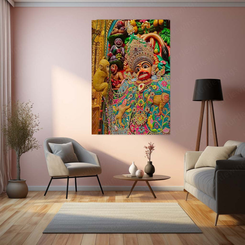 Sarangpur Hanuman Metal Frame | Powerful Devotional Wall Art - TURTLEWINGS 