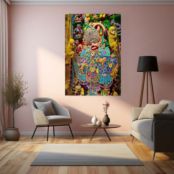 Sarangpur Hanuman Metal Frame | Powerful Devotional Wall Art 01 - TURTLEWINGS 