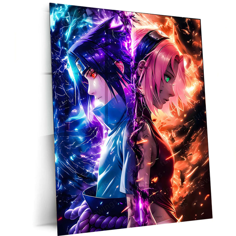 Anime Metal Poster | Sasuke x Sakura – Flames of Destiny Metal Frame