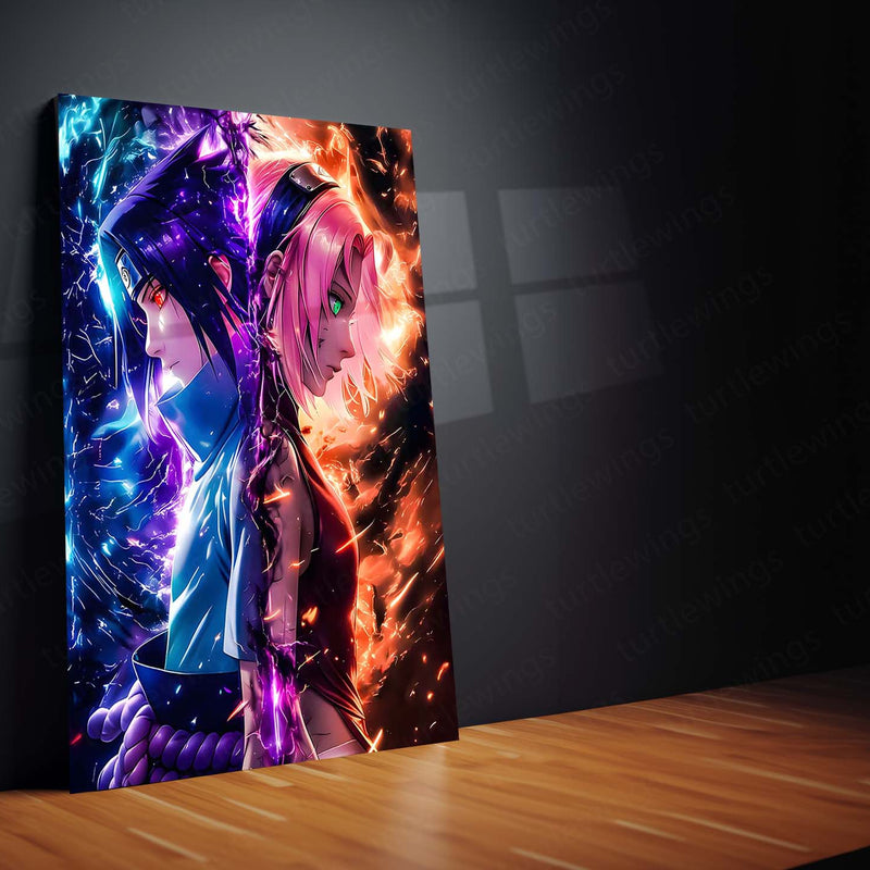 Anime Metal Poster | Sasuke x Sakura – Flames of Destiny Metal Frame