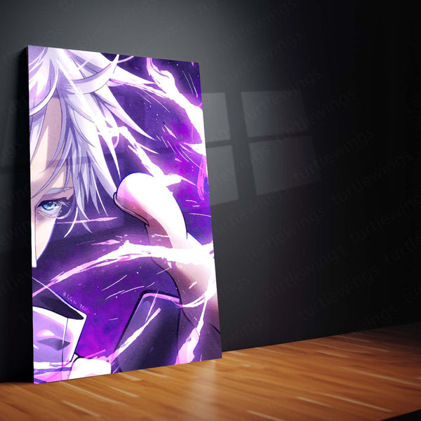 Anime Metal Poster Set of 3 | Jujutsu Kaisen | Satoru Gojo Purple Energy Triptych Wall Art