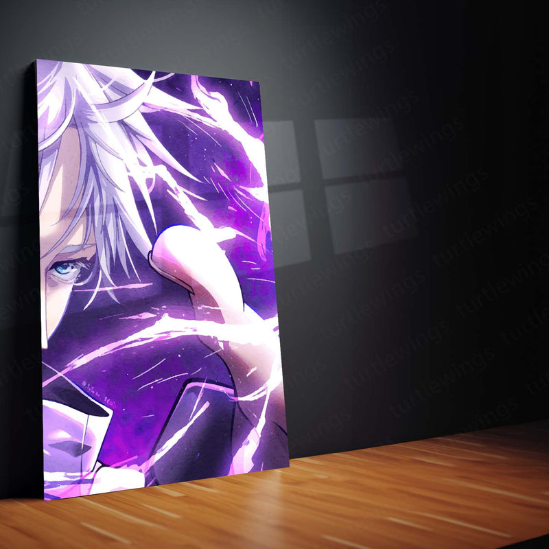 Anime Metal Poster Set of 3 | Jujutsu Kaisen | Satoru Gojo Purple Energy Triptych Wall Art