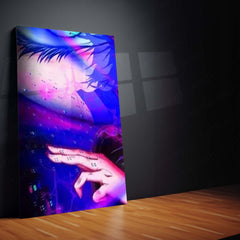 Anime Metal Poster Set of 9 | Satoru Gojo | Jujutsu Kaisen Anime Wall Art | Purple Cursed Energy 9 Panel Metal Print | Gojo Eyes Anime Decor