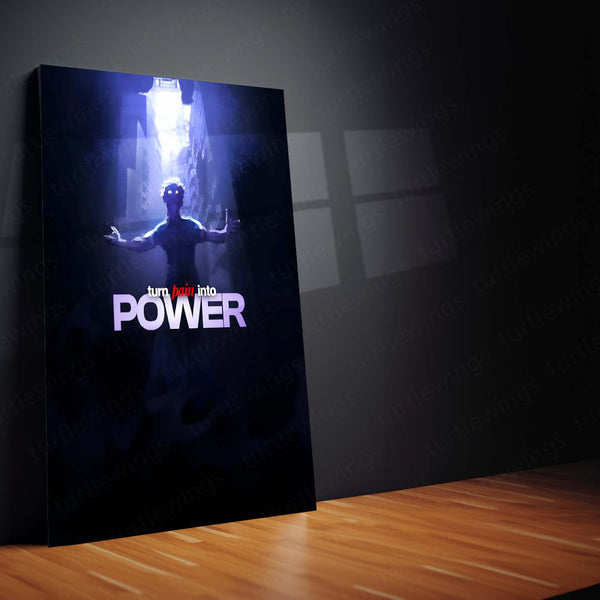 Anime Metal Poster | Satoru Gojo – Turn Pain Into Power | Jujutsu Kaisen Motivational Metal Frame | Dark Anime Strength Wall Art by TurtleWings