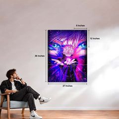 Anime Metal Poster Set of 9 | Satoru Gojo | Jujutsu Kaisen Anime Wall Art | Purple Cursed Energy 9 Panel Metal Print | Gojo Eyes Anime Decor