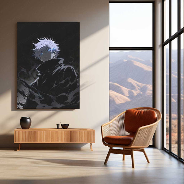 Satoru Gojo Infinite Void Metal Poster | Dark Anime Wall Art | Jujutsu Kaisen Inspired
