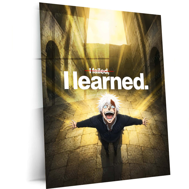 Anime Metal Poster | I Learned Gojo Metal Poster | Motivational Jujutsu Kaisen Wall Art | Premium Aluminum Print