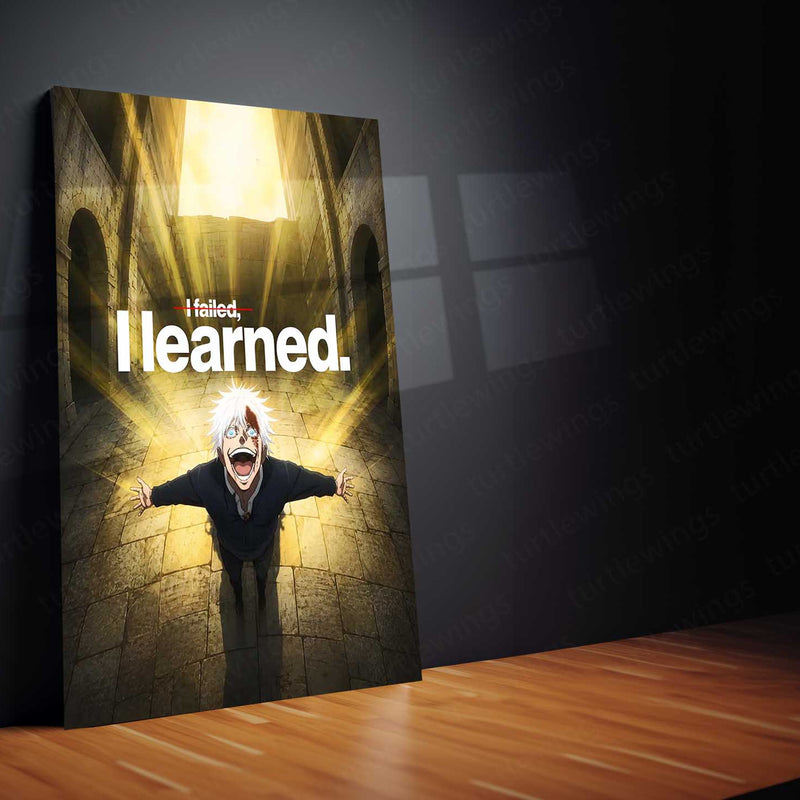 Anime Metal Poster | I Learned Gojo Metal Poster | Motivational Jujutsu Kaisen Wall Art | Premium Aluminum Print