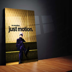Anime Metal Poster | No Emotion, Just Motion Gojo Metal Poster | Motivational Jujutsu Kaisen Wall Art | Premium Aluminum Print
