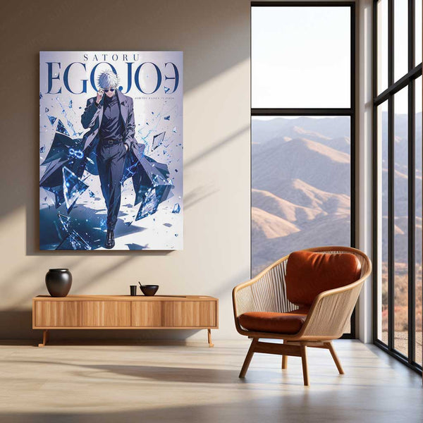 Anime Metal Poster | Satoru Gojo Infinity Metal Poster | Jujutsu Kaisen Anime Wall Art | Premium Aluminum Print
