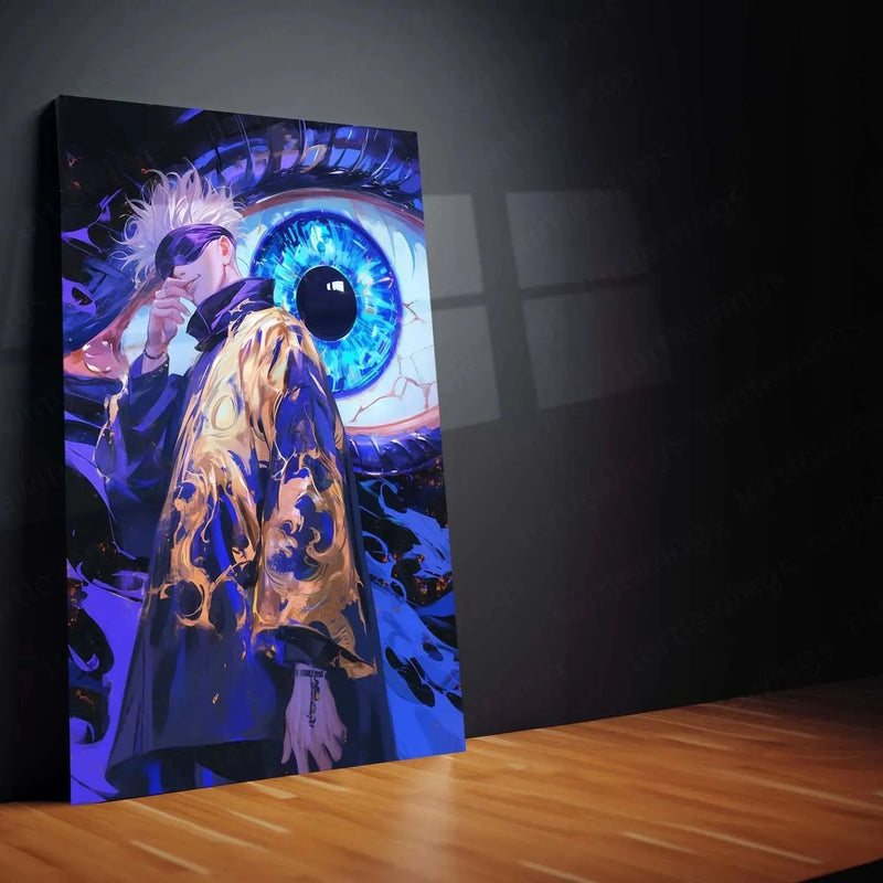 Satoru Gojo Metal Poster | Jujutsu Kaisen Anime Wall Art | Limitless & Six Eyes Decor - TURTLEWINGS 