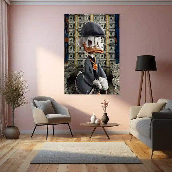 Scrooge McDuck Money Metal Poster | Billionaire’s Dream Wall Art | Luxury Hustle Decor Frame